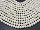 Fresh Water Pearl Beads-White, Approx 9-10mm Potato Beads-BeadBasic