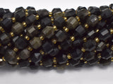 Golden Obsidian Beads, 8mm Faceted Prism Double Point Cut-BeadBasic