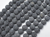 Unwaxed Black Gray Lava, 10mm (10.5mm) Round-BeadBasic