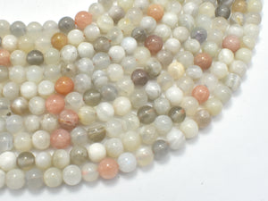 Peach / Gray / White Mixed Moonstone, 6mm Round Beads-BeadBasic