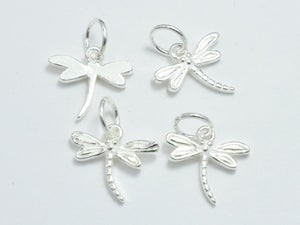4pcs 925 Sterling Silver Charms, Dragonfly Charms, 12x11mm-BeadBasic