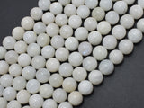 White Rainbow Moonstone Beads, 8mm Round-BeadBasic