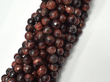 Red Tiger Eye, Faceted Round, 8mm Beads-BeadBasic