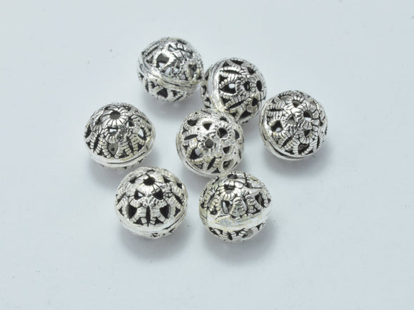 6pcs 925 Sterling Silver Beads-Antique Silver, 6mm Filigree Round Beads-BeadBasic