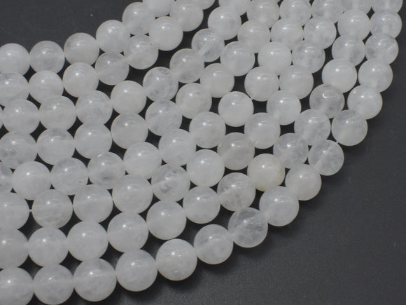 White Jade Beads, Round, 8mm(8.5mm)-BeadBasic