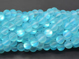 Matte Mystic Aura Quartz-Aqua Blue, 6mm (6.5mm) Round-BeadBasic