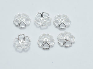 20pcs 925 Sterling Silver Bead Caps, 5.5x1.6mm Flower Bead Caps-BeadBasic