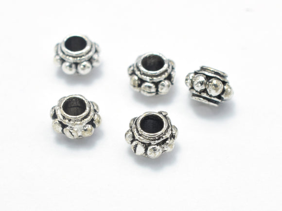 10pcs 925 Sterling Silver Beads-Antique Silver, 4mm Rondelle Beads, Spacer Beads, 4x2.5mm, Hole 1.7mm-BeadBasic