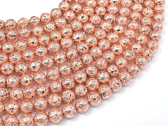 Lava-Copper Plated, 8mm (8.6mm) Round Beads-BeadBasic