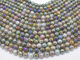 Mystic Coated Indian Agate, Fancy Jasper, 8mm (8.3mm) Faceted Round, AB Coated-BeadBasic