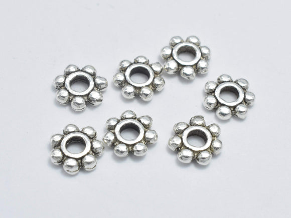 10pcs 5mm 925 Sterling Silver Spacers-Antique Silver, 5mm Daisy Spacer-BeadBasic