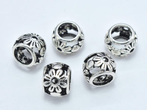 2pcs 925 Sterling Silver Beads, Big Hole Rondelle Spacer-BeadBasic