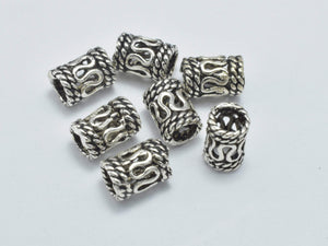 10pcs 925 Sterling Silver Beads-Antique Silver, 4x5.5mm Tube Beads-BeadBasic