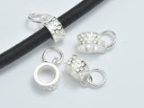 4pcs 925 Sterling Silver Charms, 6.5mm Tube Bail-BeadBasic