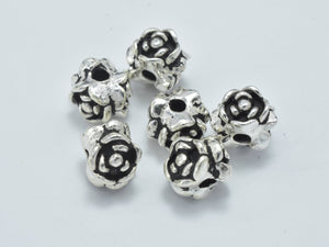 2pcs 925 Sterling Silver Beads-Antique Silver, 7mm Flower Beads-BeadBasic