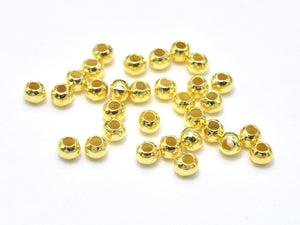 Approx 100pcs 24K Gold Vermeil 2mm Round Beads, 925 Sterling Silver Beads-BeadBasic