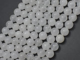 White Jade Beads, Round, 8mm(8.5mm)-BeadBasic
