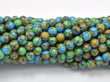 Turquoise Howlite-Blue & Green, 6mm Round Beads-BeadBasic