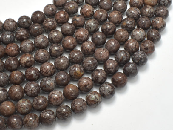 Brown Snowflake Obsidian Beads, Round, 8mm-BeadBasic