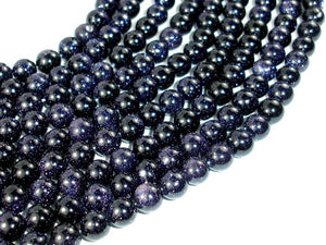Blue Goldstone Beads, 8mm (7.8mm) Round Beads-BeadBasic