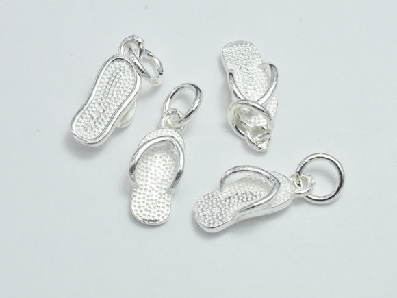 2pcs 925 Sterling Silver Charms, Flip Flop Charms, 14x6mm-BeadBasic