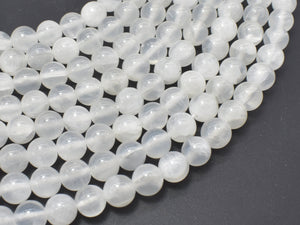 Selenite, Gypsum, 8mm (8.3mm) Round Beads-BeadBasic