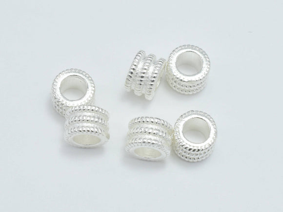 4pcs 925 Sterling Silver Beads, 5x3.5mm Tube Beads, Big Hole Tube-BeadBasic