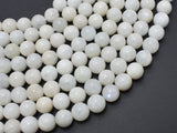 White Rainbow Moonstone Beads, 8mm Round-BeadBasic