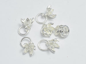 4pcs 925 Sterling Silver Charms, Lotus Flower Charms, 6mm-BeadBasic