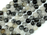 Black Rutilated Quartz Beads, 8mm Round Beads-BeadBasic