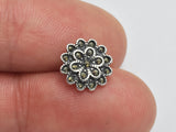 2pcs (1pair) 925 Sterling Silver Stud Post, Marcasite Flower Stud Post, 9.8mm Flower Pad, 11mm Long-BeadBasic