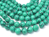 Howlite Turquoise Beads-Green, 12mm Round Beads-BeadBasic