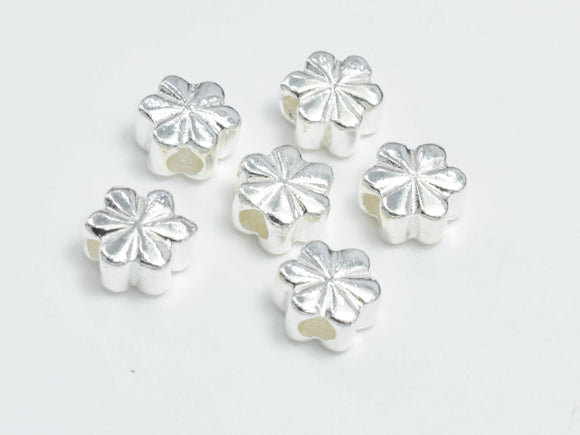 2pcs 925 Sterling Silver Beads-Flower, 5mm, 3mm Thick-BeadBasic