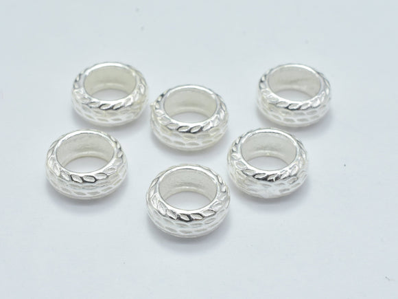 4pcs 925 Sterling Silver Beads, 7.5mm Rondelle Beads, Big Hole Spacer Beads, 7.5x3.2mm-BeadBasic