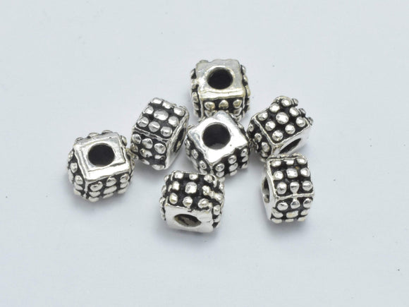 4pcs 925 Sterling Silver Beads-Antique Silver, 4.8x4.8mm Square Beads-BeadBasic