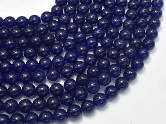 Jade - Dark Blue, 8mm, Round Beads, 14.5 Inch-BeadBasic
