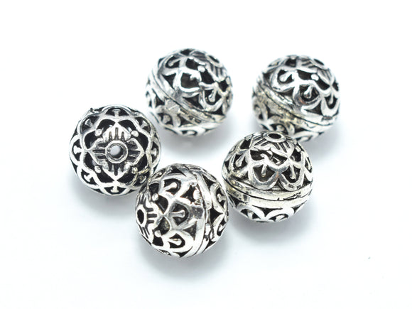 2pcs 925 Sterling Silver Beads-Antique Silver, 8mm Round Beads, Spacer Beads, Hole 1mm-BeadBasic