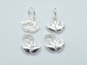 2pcs 925 Sterling Silver Charm, Lotus Flower Charm, 11x10mm-BeadBasic