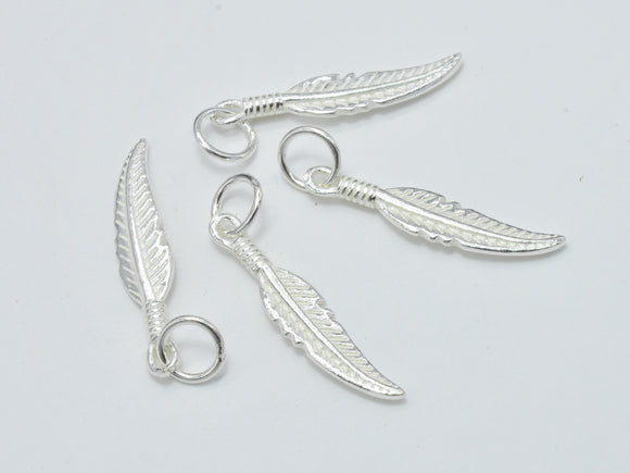 4pcs 925 Sterling Silver Charms, Leaf Charms, 22x5mm-BeadBasic