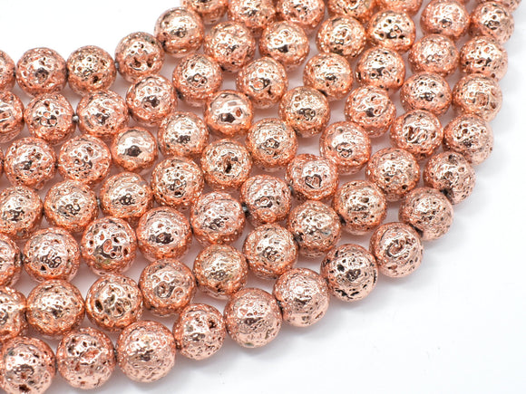 Lava-Copper Plated, 10mm (10.5mm) Round Beads-BeadBasic