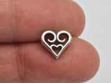2pcs (1pair) 925 Sterling Silver Heart Earring Stud Post, 9.6x8.8mm Heart, 11mm Long-BeadBasic
