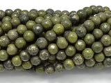 Epidote-Pyrite Inclusion, 6mm(6.3mm) Round beads-BeadBasic