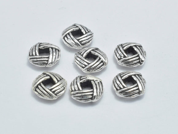4pcs 925 Sterling Silver Beads-Antique Silver, 6.5x6.5 Square Beads-BeadBasic