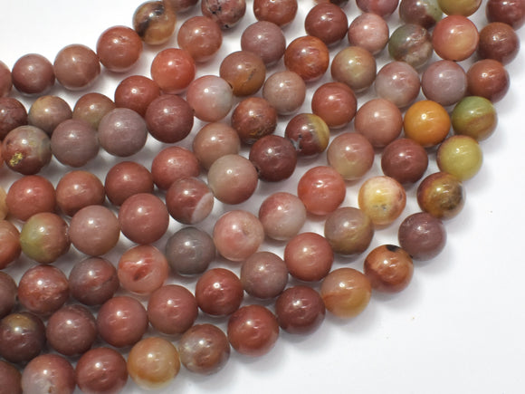 Red Amazonite Beads, 8mm, Round-BeadBasic
