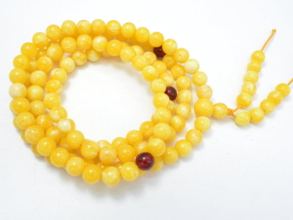 Amber Resin-Yellow, 8mm Round Beads, 33 Inch, Approx 108 beads-BeadBasic
