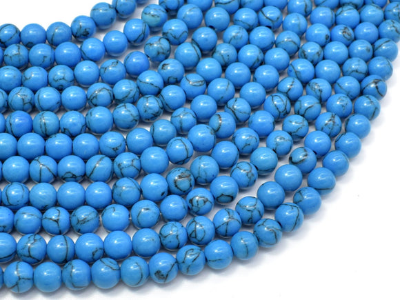 Howlite Turquoise Beads, Blue, 6mm Round Beads-BeadBasic