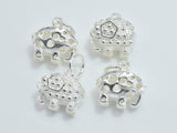 1pc 925 Sterling Silver Charms, Filigree Elephant Charm, 11x9mm-BeadBasic