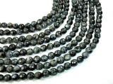 Black Labradorite, Larvikite, 8mm Faceted Round Beads, 14.5 Inch-BeadBasic