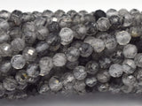 Black Rutilated Quartz Beads, 3mm (2.8mm) Faceted Micro Round-BeadBasic