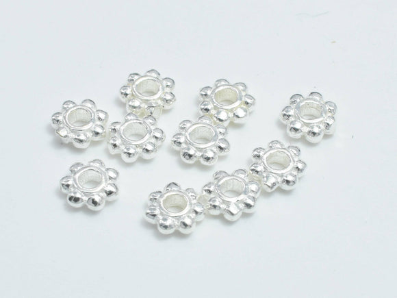 20pcs 925 Sterling Silver Spacers, 3.5mm Daisy Spacer, 1.2mm Thick-BeadBasic